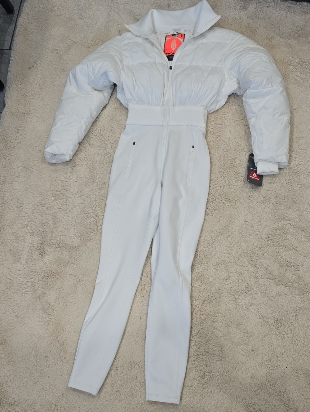 White One-Piece Puffer Ski Jumpsuit